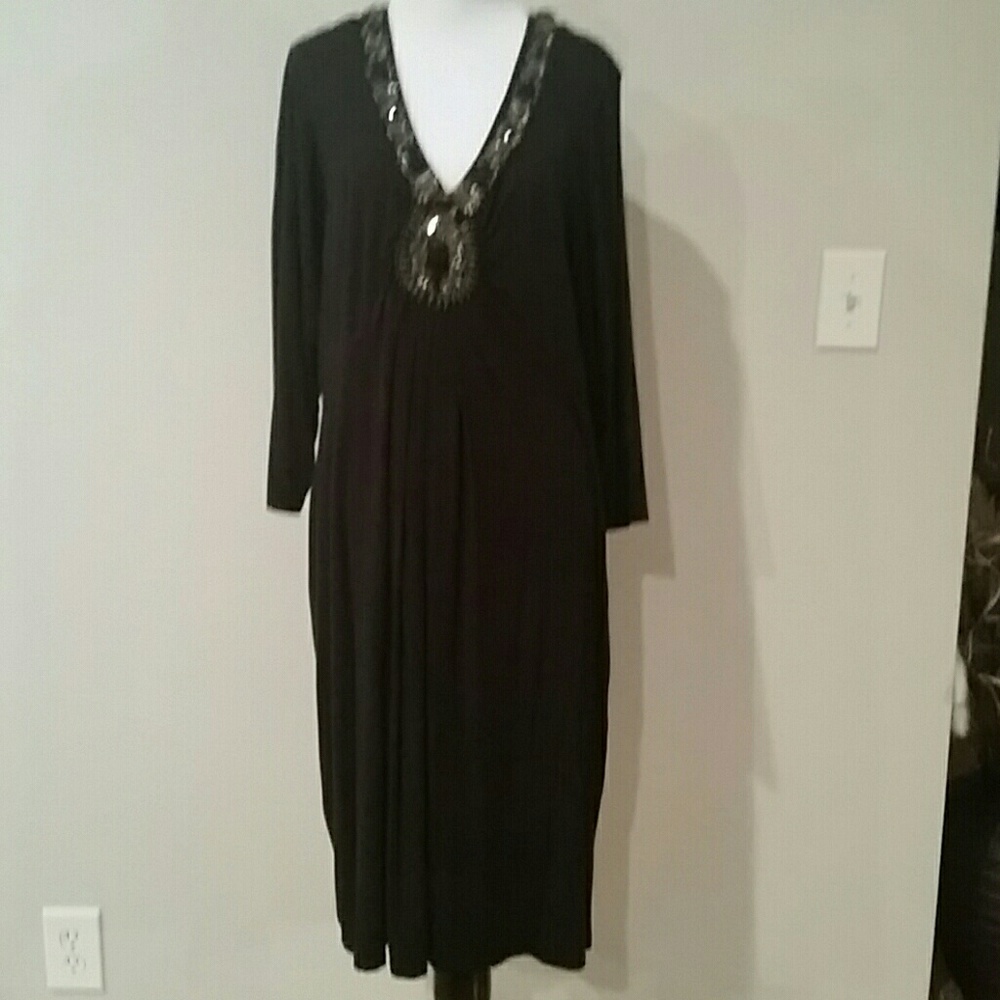 Alfani black dress with beading-worn once